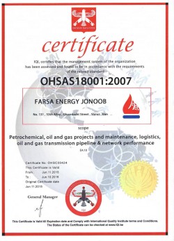 FARSA Energy Jonoob OHSAS 18001
