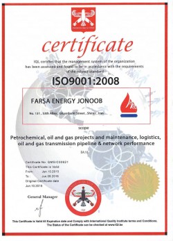 FARSA Energy Jonoob ISO 9001